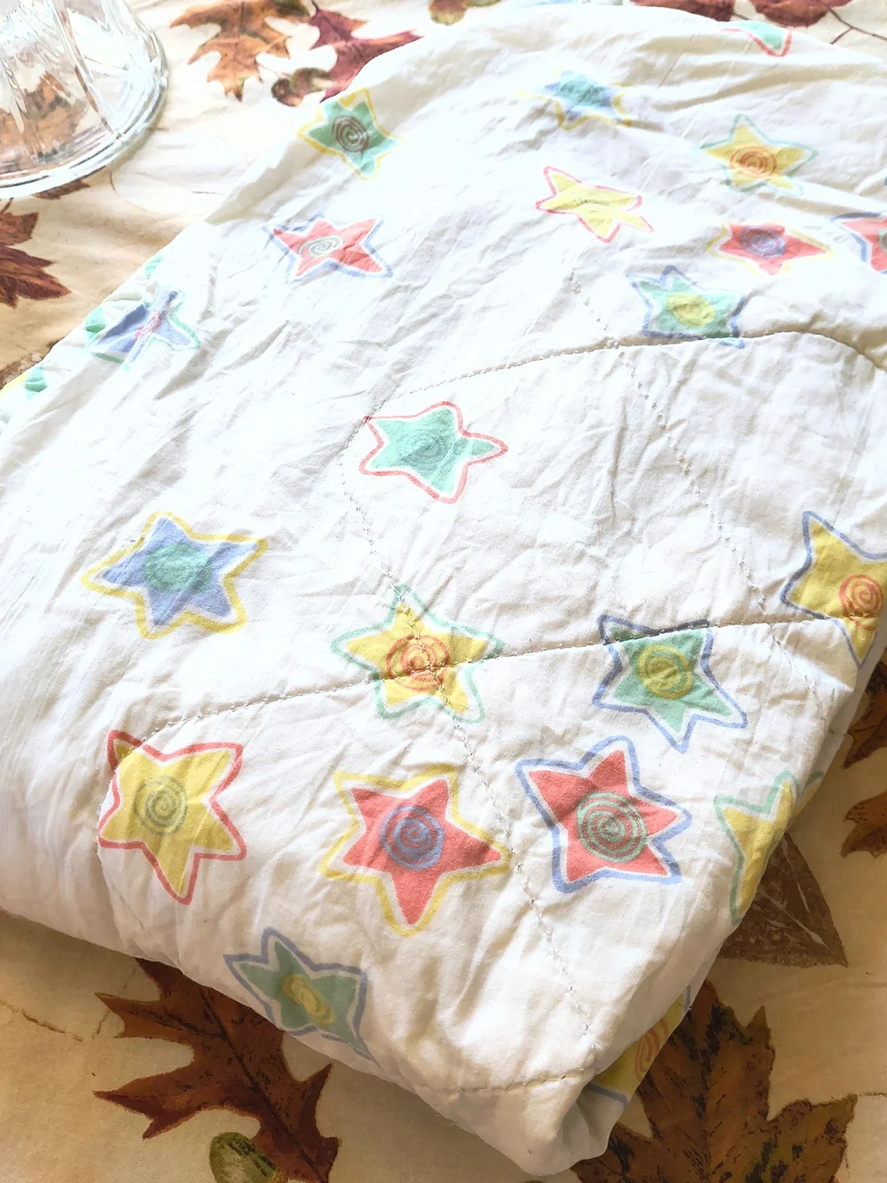 Vintage Y2K whimsy reversible gender neutral pastel spiral Star baby crib Quilt
